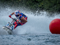 Pink and Blue Rider by Robert Bishop